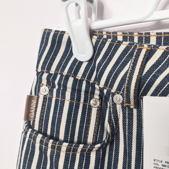 NWT Ganni Mixed Striped Denim Pants Size 26 - Picture 13 of 13